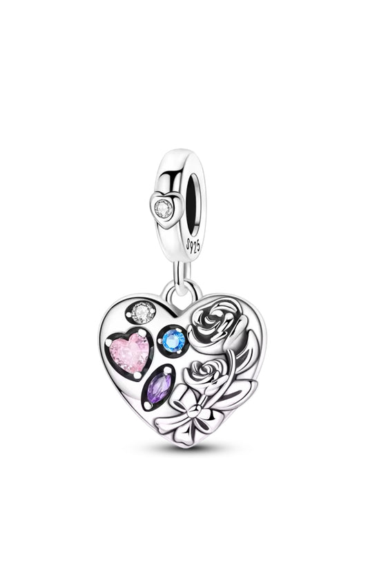Висулка за гривна „Сърце с рози и цветни камъни“ тип “Pandora” номер:13