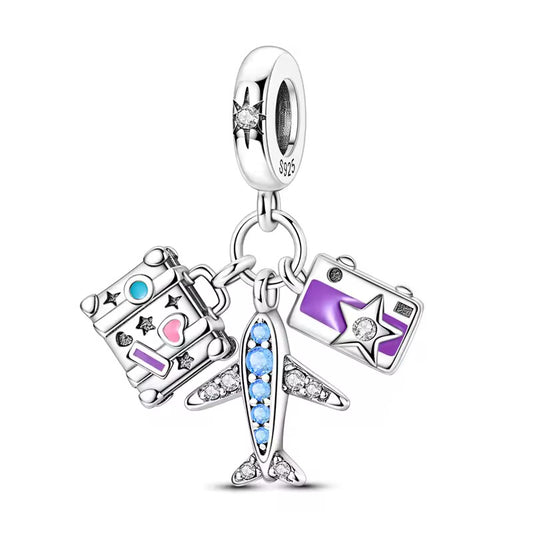 Висулка за гривна „Пътуване – самолет и куфари“ тип “Pandora” номер:27